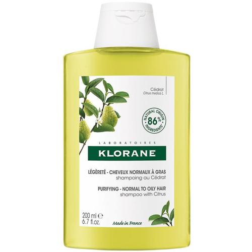 Klorane Cedrat Purifying Shampoo with Citrus for Normal to Oily Hair Σαμπουάν για Λάμψη σε Κανονικά Μαλλιά που Λαδώνουν Γρήγορα με Πολτό Κίτρου 200ml
